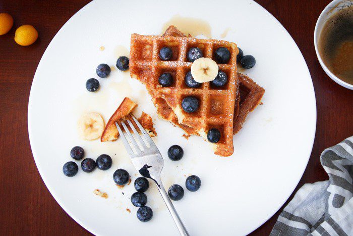 Perfect buttermilk waffles with blueberries 