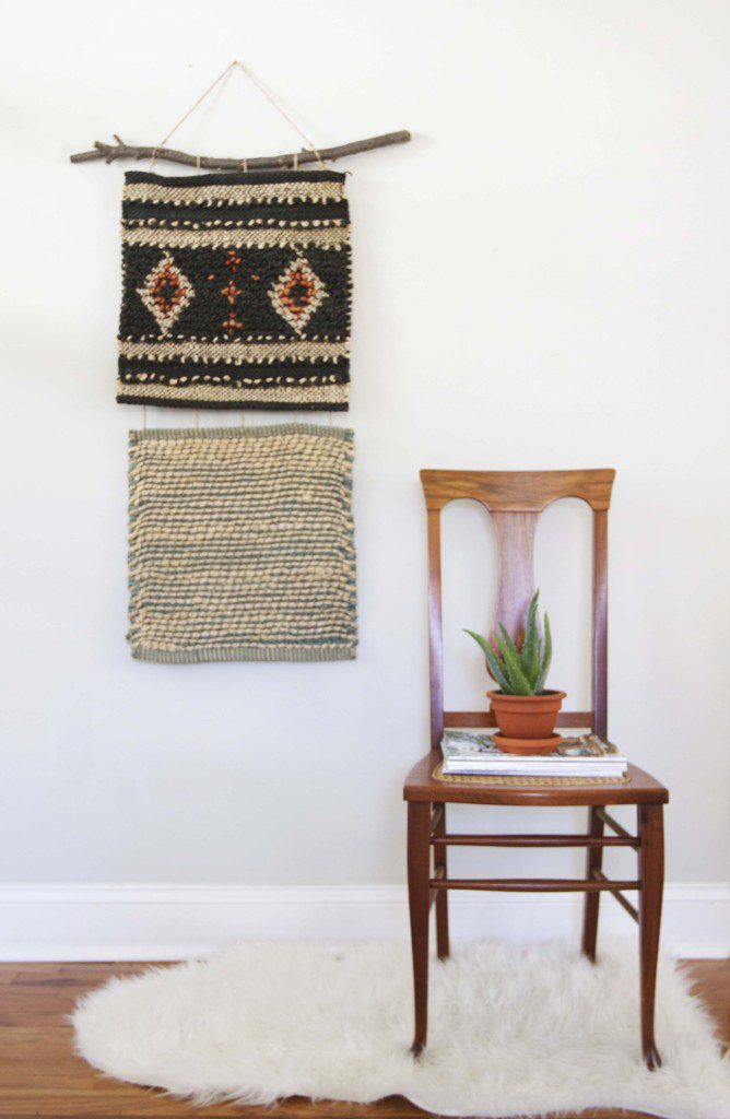 via Annabode, link: http://annabode.com/how-to-make-a-wall-hanging-without-a-loom/